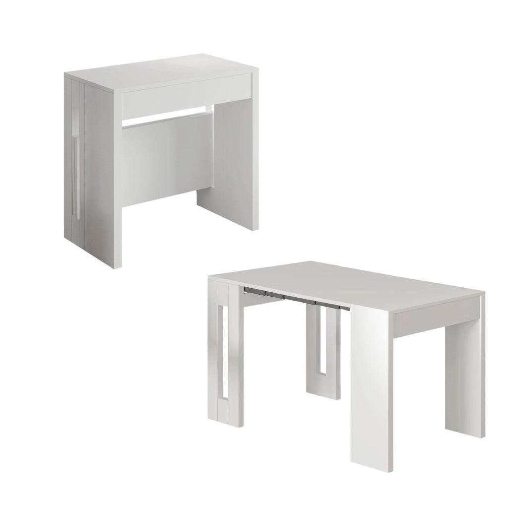Tavolo da pranzo allungabile in legno "Nivo" - 80 x 44 x 76 cm - Bianco