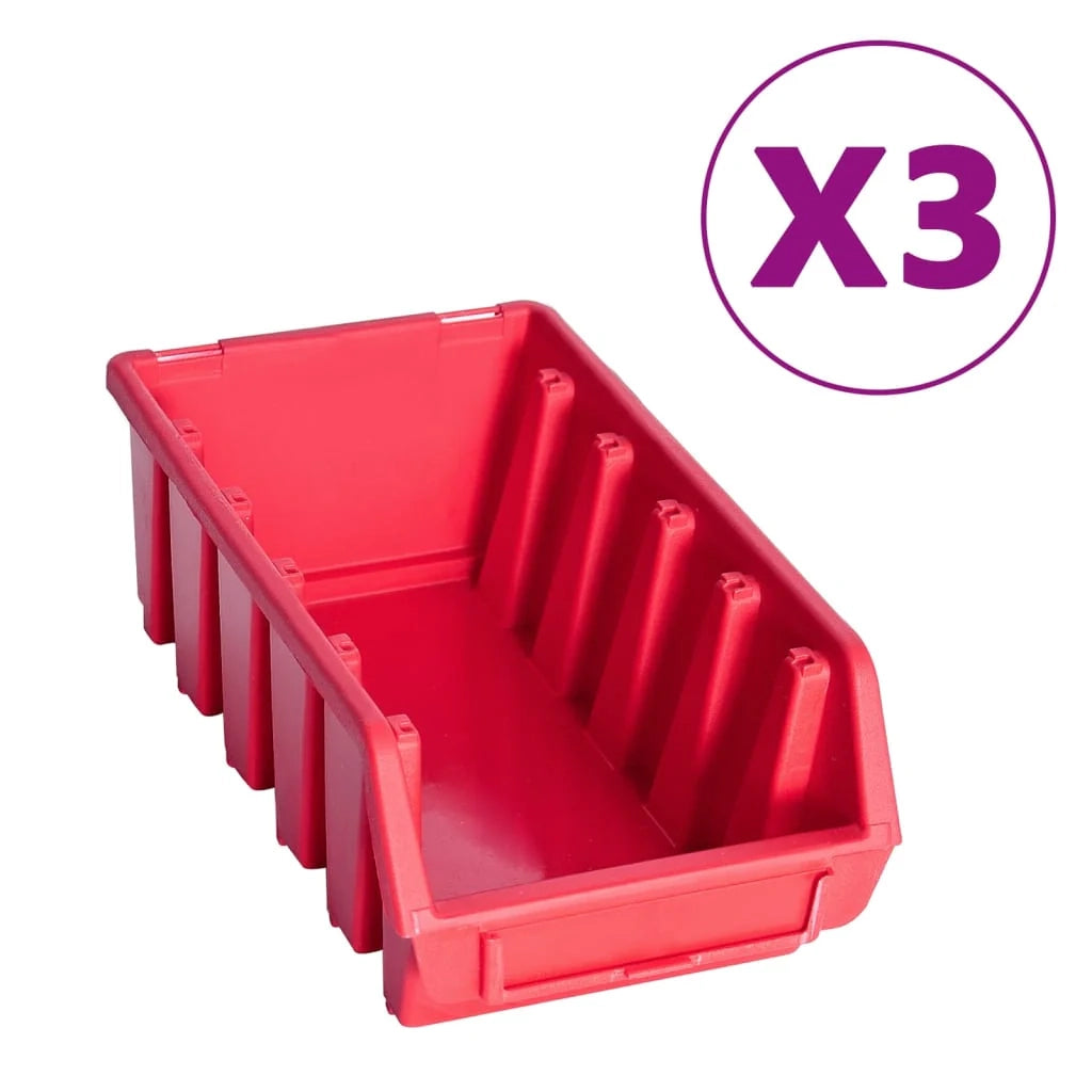 Kit di contenitori portaoggetti e pannelli da parete da 34 pezzi scatola impilabile sistema di stoccaggio degli attrezzi per garage officina fai da te rosso e nero 02_0003849