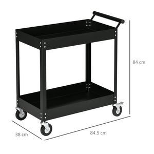 Carrello Porta Attrezzi Utensili da Lavoro 84,5x38x84 cm in Acciaio Nero