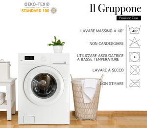 Set Lenzuola 100% cotone di flanella Effetto Melangiato Tinto in Filo Singolo, Piazza Mezza, Matrimoniale Federe Bicolore  - Dove/Blu - Piazza e mezza