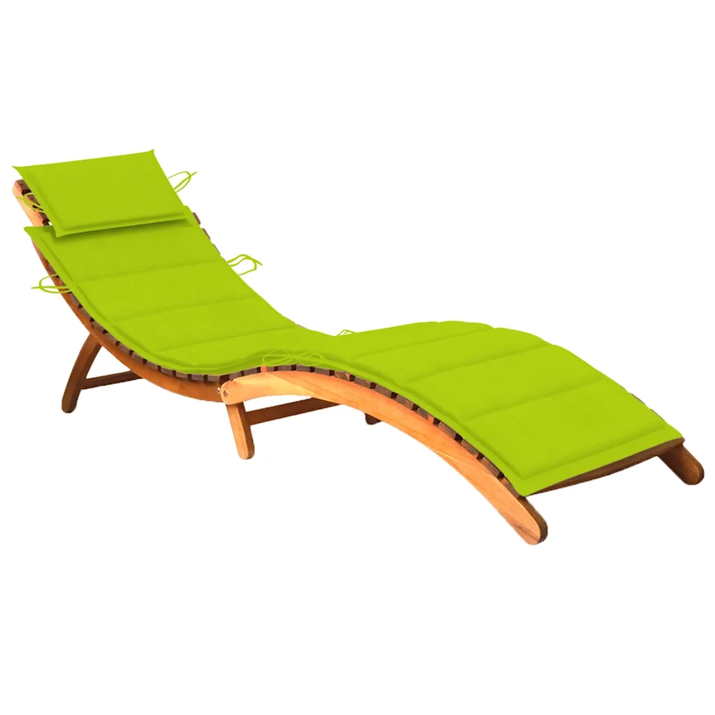 Lettino Prendisole da Giardino con Cuscino Massello di Acacia cod mxl 72061