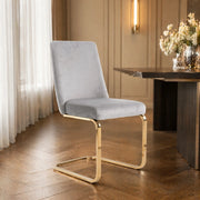 SEDIA in velluto grigio con schienale a rombi, Set da 2 pezzi