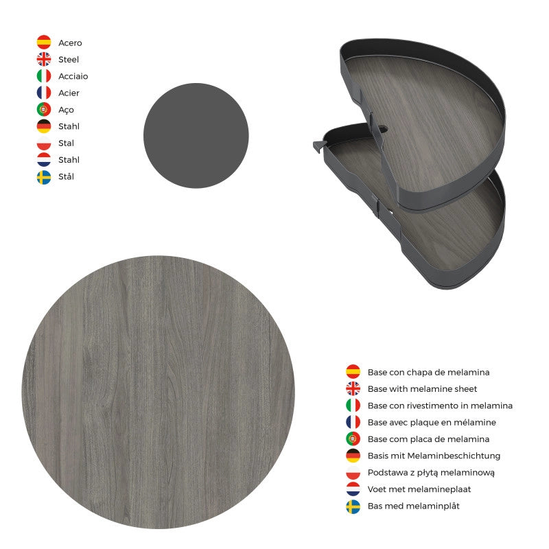 Carrello estraibile Harmony con chiusura soft, Modulo larghezza 400mm altezza 800mm, Acciaio e Legno, Grigio antracite