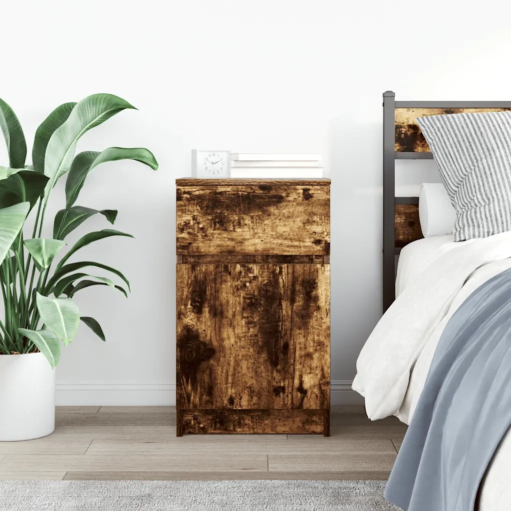 Comodino | Armadio da Notte | Mobiletto da notte Rovere Fumo 39x35x65 cm in Legno Multistrato