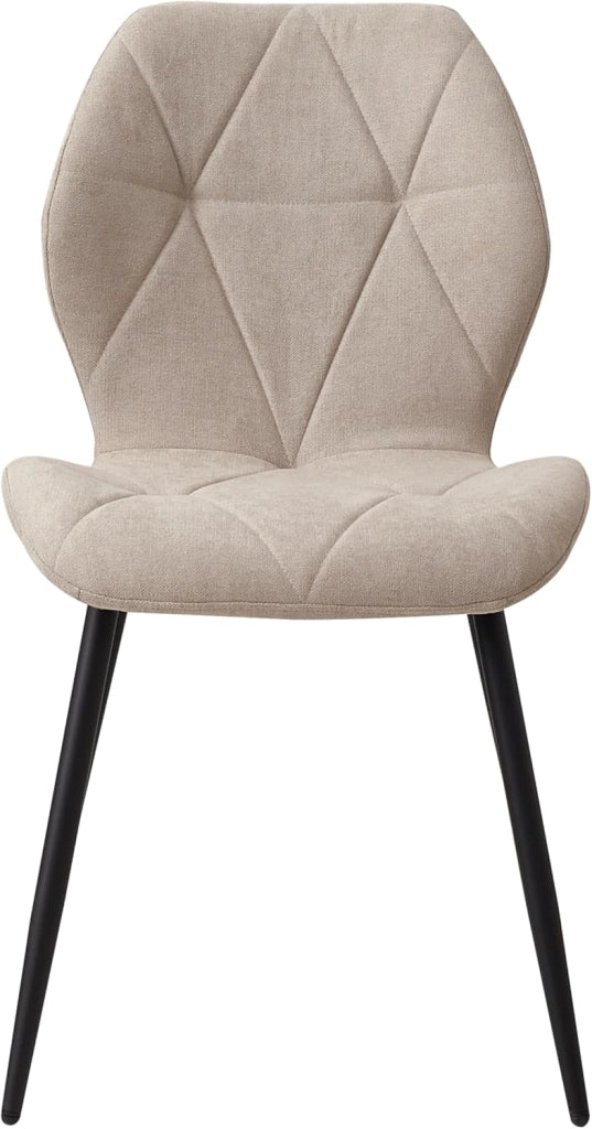 GrandCA HOME Set di 6 Sedie da Pranzo, Sedie da Pranzo Imbottite, Sedie da Cucina Nordiche con Gambe in Metallo, Cuscini in Tessuto a Rombi, Beige-R