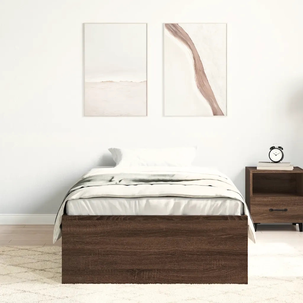 Letto singolo | Letto per adulti | Giroletto Rovere Marrone 90x200 cm