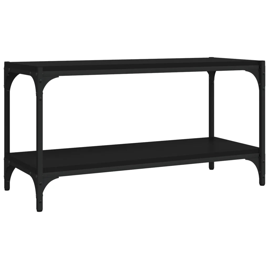 Mobile Porta TV Nero 80x33x41 cm in Legno Multistrato e Acciaio 819332