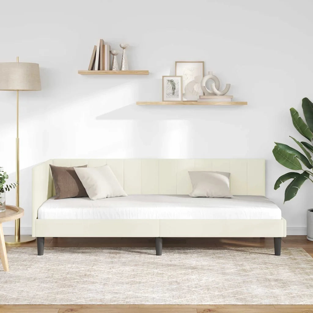vidaXL Cornice del letto ad angolo Crema 80 x 200 cm Velluto