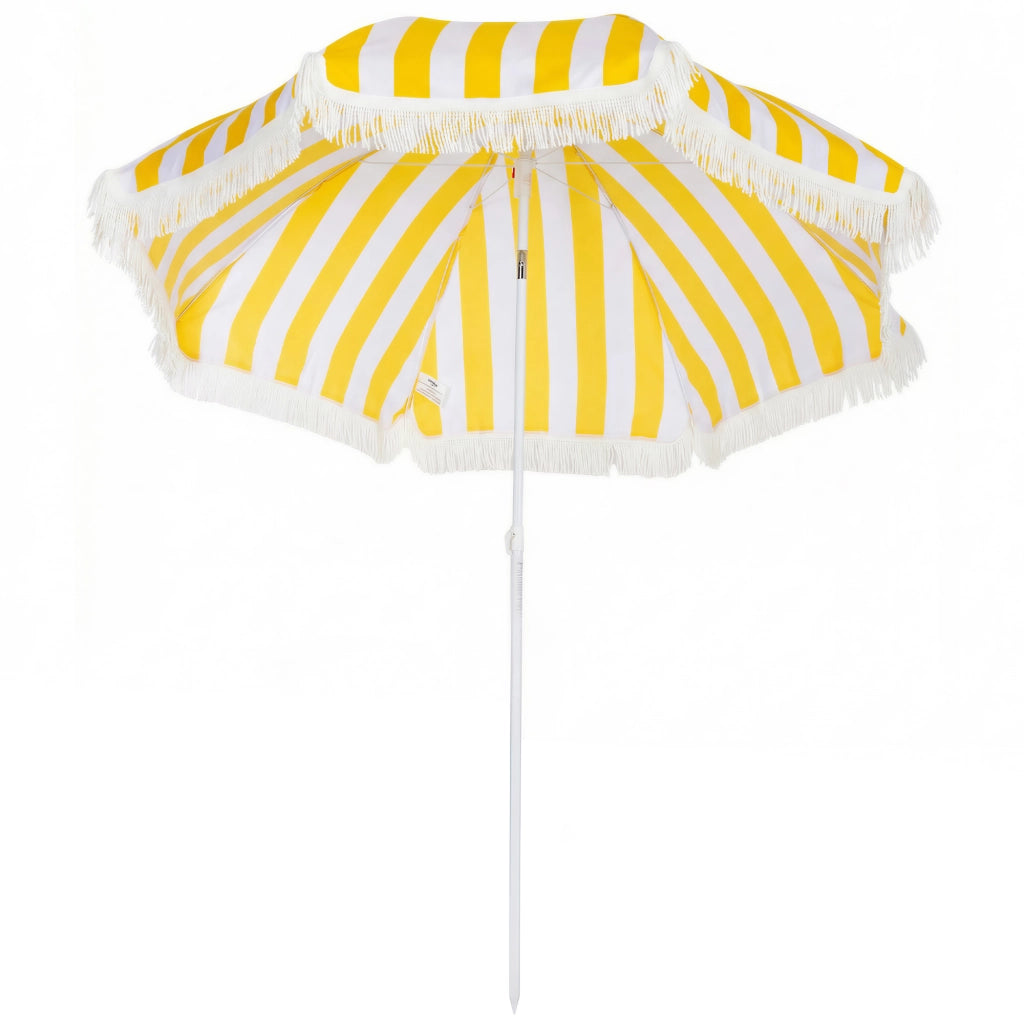 Ombrellone da Giardino con Frange ¨C zephmum ¨C ?180 cm Giallo e Bianco