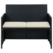 Divano da Giardino a 2 Posti con Cuscini-Sofa da Giardino-Divano da esterno in Polyrattan Nero 619453