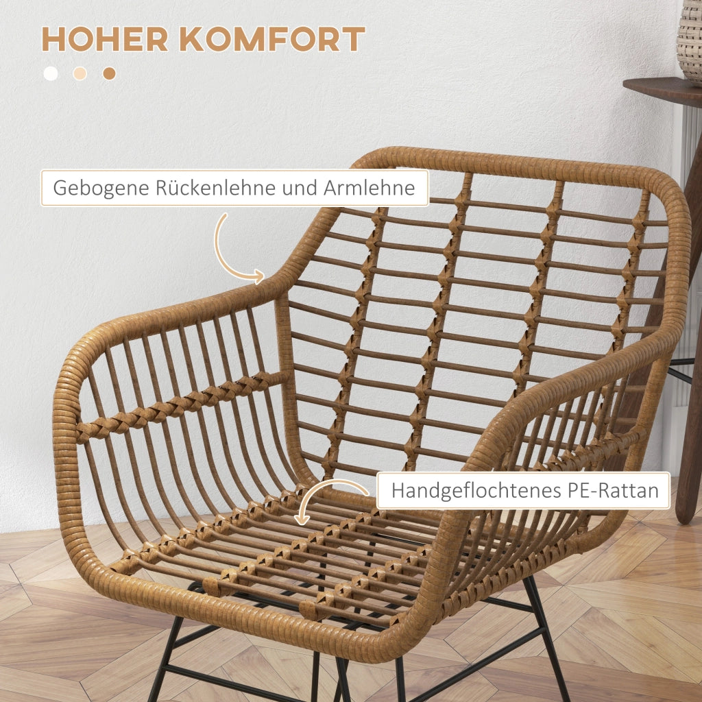 Sedia da pranzo ¨C Zephmum ¨C Naturale e nero, Rattan, 56x60x79