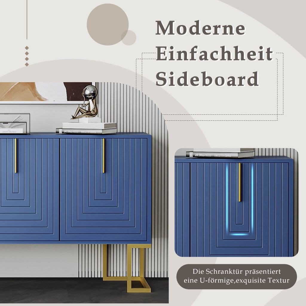 Credenza con 3 ante e ripiani regolabili; per soggiorno e cucina; in MDF; navy