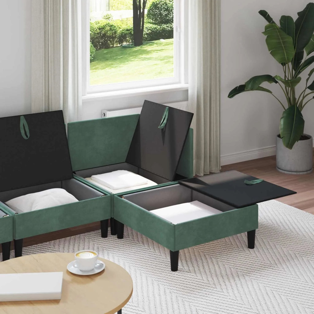 Set di mobili per il soggiorno 4 pcs Verde Mare Velluto