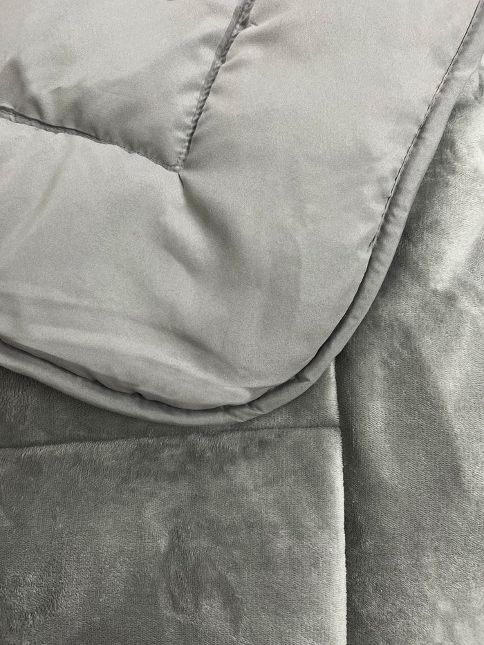 Trapunta Piumone Invernale In Tessuto Flanellato Effetto Velluto 550 Gr-Mq Grigio - Piazza e mezza