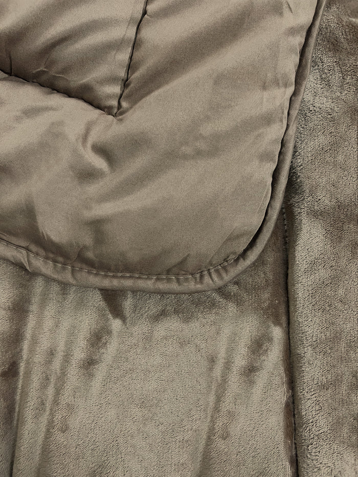 Trapunta Piumone Invernale In Tessuto Flanellato Effetto Velluto 550 Gr-Mq Tortora - Matrimoniale