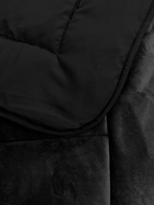 Trapunta Piumone Invernale In Tessuto Flanellato Effetto Velluto 550 Gr-Mq Nero - Matrimoniale