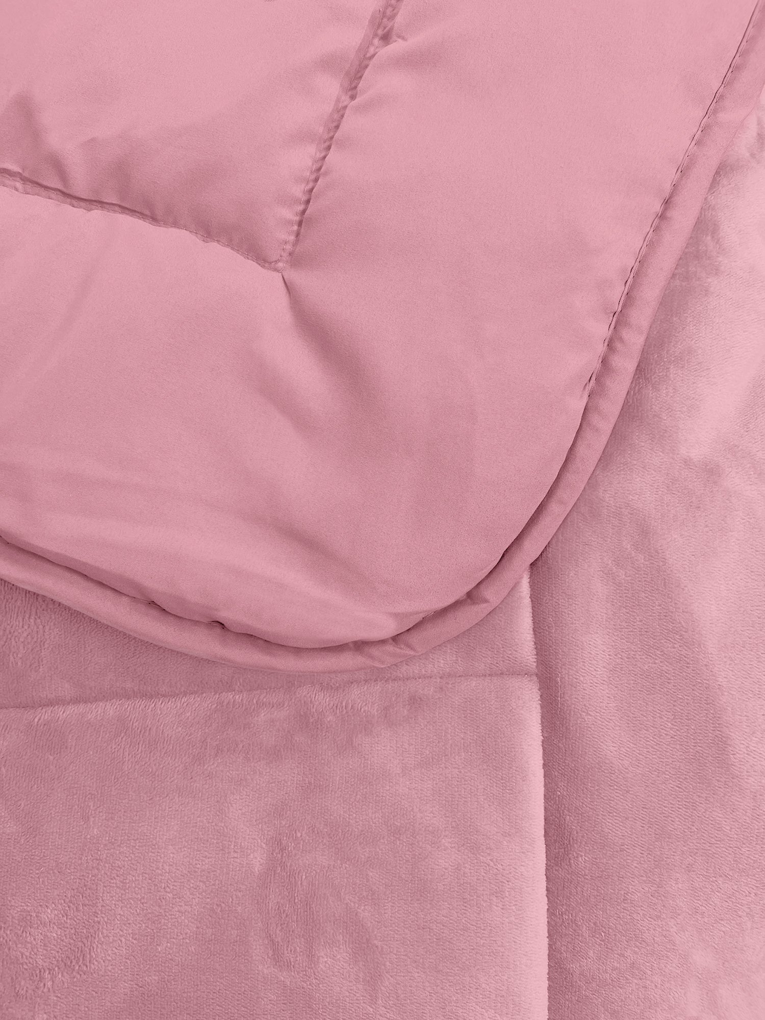 Trapunta Piumone Invernale In Tessuto Flanellato Effetto Velluto 550 Gr-Mq Rosa - Piazza e mezza