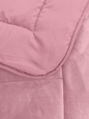 Trapunta Piumone Invernale In Tessuto Flanellato Effetto Velluto 550 Gr-Mq Rosa - Piazza e mezza