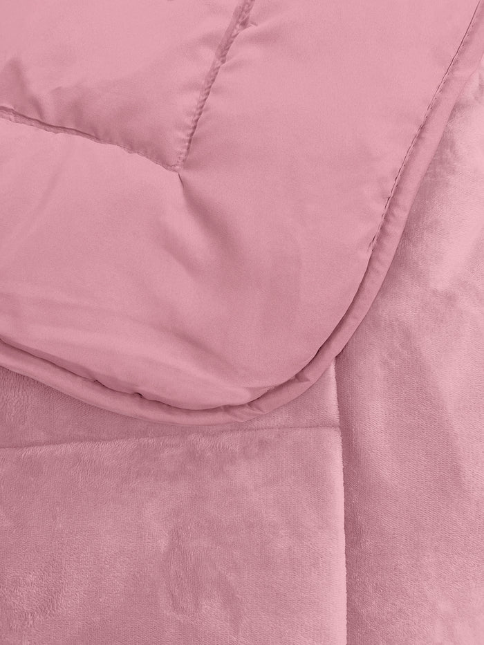 Trapunta Piumone Invernale In Tessuto Flanellato Effetto Velluto 550 Gr-Mq Rosa - Piazza e mezza