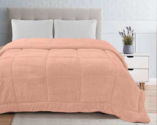 Trapunta Piumone Invernale In Tessuto Flanellato Effetto Velluto 550 Gr-Mq Salmone - Singolo