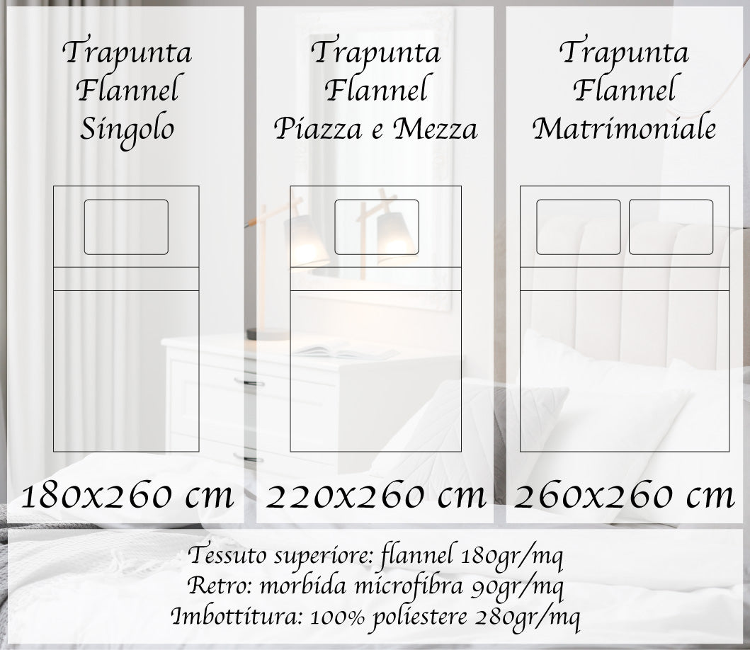 Trapunta Piumone Invernale In Tessuto Flanellato Effetto Velluto 550 Gr-Mq Salmone - Piazza e mezza