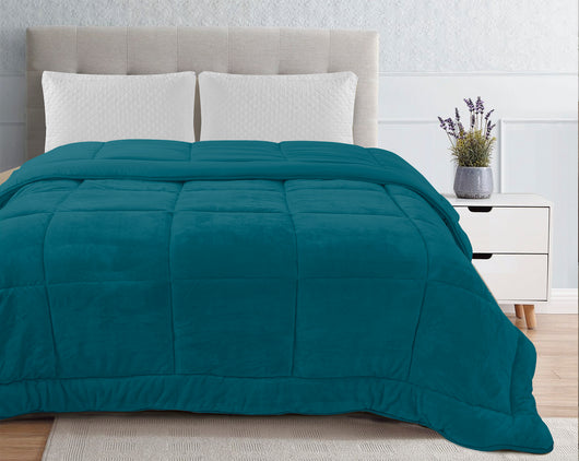 Trapunta Piumone Invernale In Tessuto Flanellato Effetto Velluto 550 Gr-Mq Ottanio - Piazza e mezza