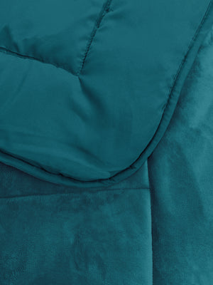 Trapunta Piumone Invernale In Tessuto Flanellato Effetto Velluto 550 Gr-Mq Ottanio - Matrimoniale