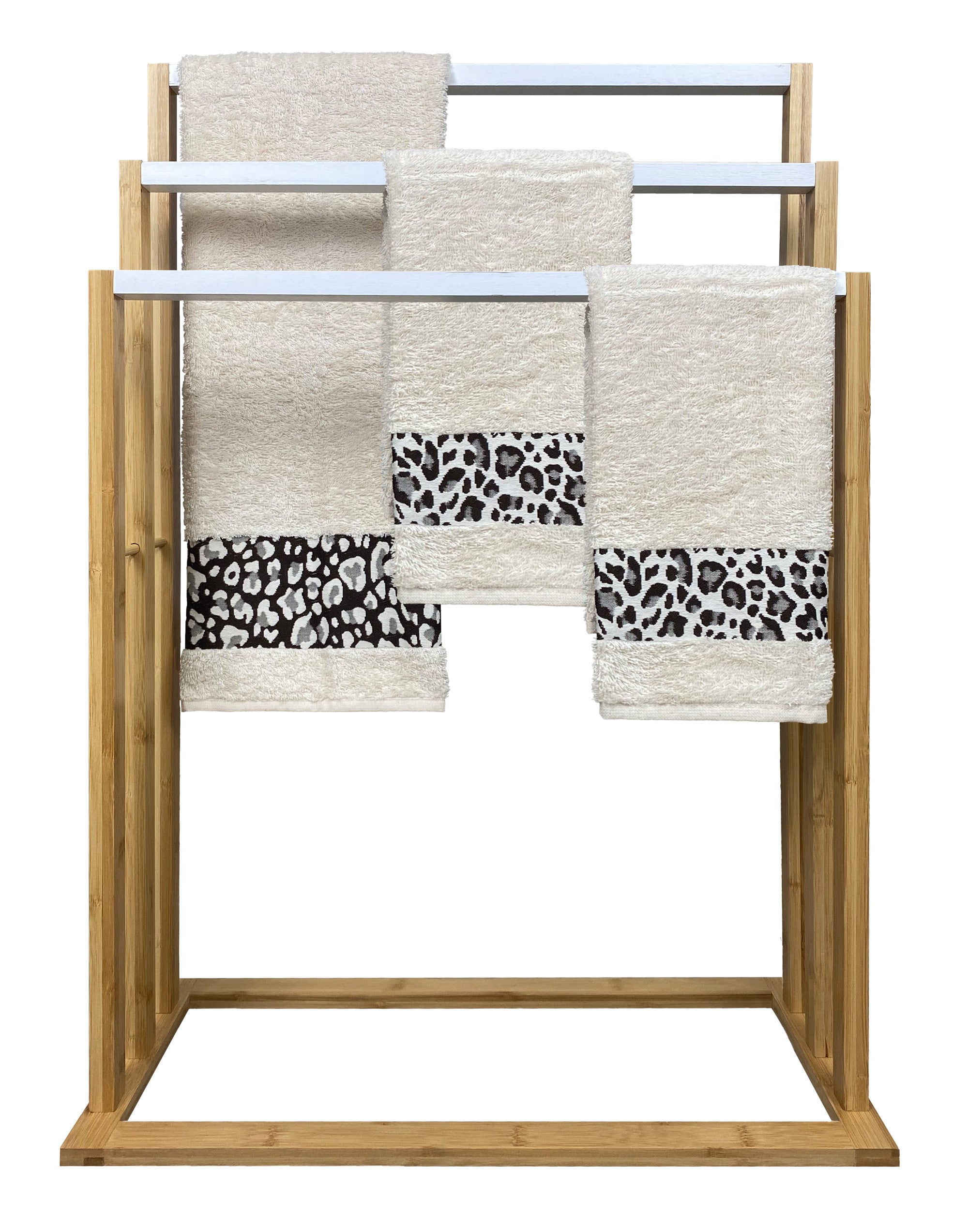 Set Asciugamani Made In Italy In Spugna 100% Cotone- LEOPARDATA NATURALE