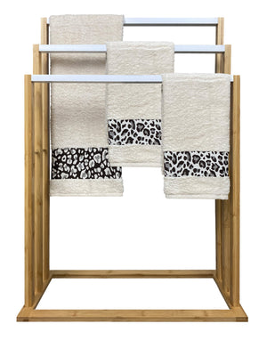 Set Asciugamani Made In Italy In Spugna 100% Cotone- LEOPARDATA NATURALE