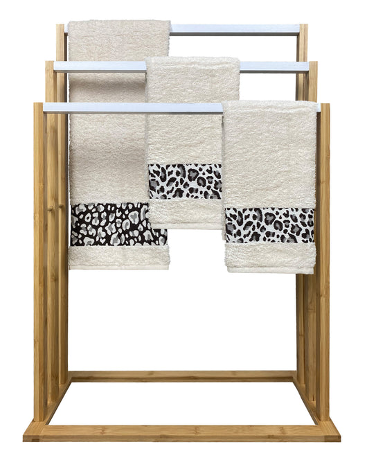 Set Asciugamani Made In Italy In Spugna 100% Cotone- LEOPARDATA NATURALE