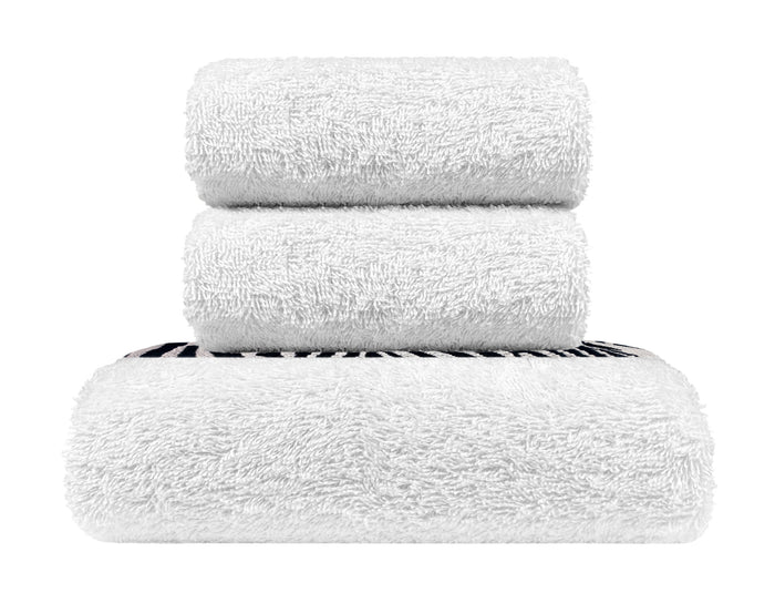 Set Asciugamani Made In Italy In Spugna  100% Cotone -ZEBRATA BIANCA