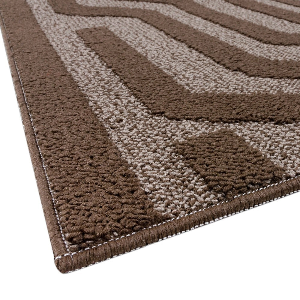 Tappeto Cucina A Righe 57x280 Cm 3D Morbido Bordato Passatoia Ingresso Assorbente Antiscivolo Marrone