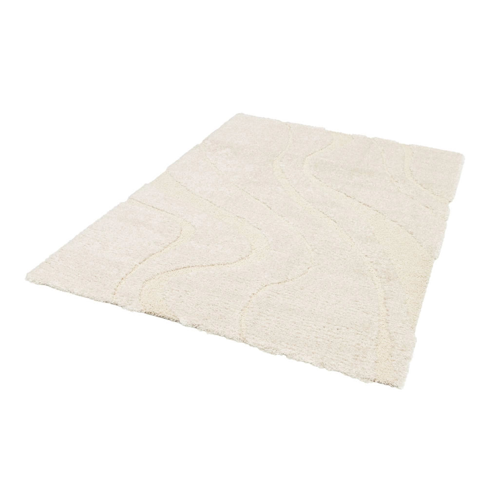 Tappeto  interno shaggy motivo con rilievo crema