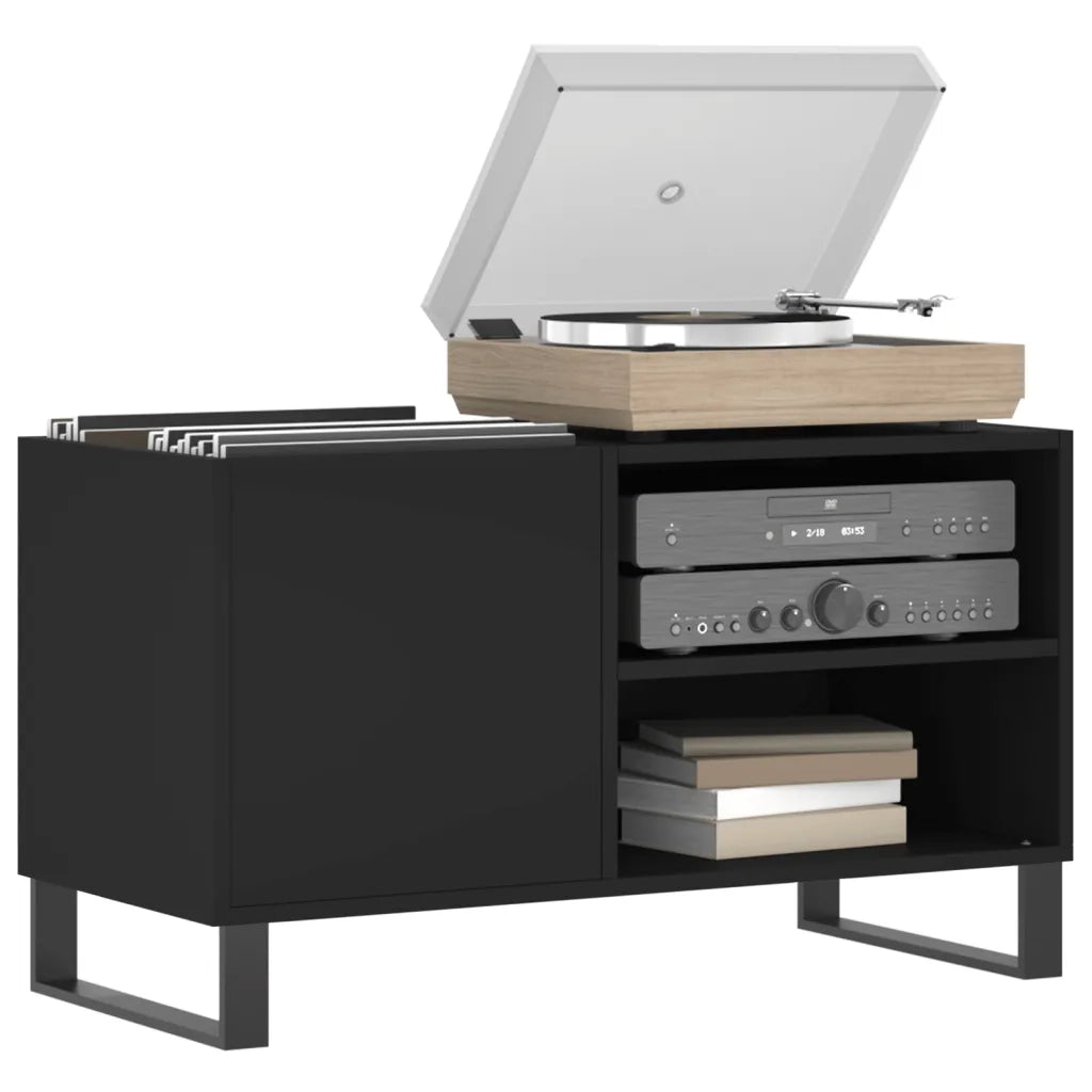 Mobile Porta Dischi Nero 85x38x48 cm in Legno Multistrato 831709
