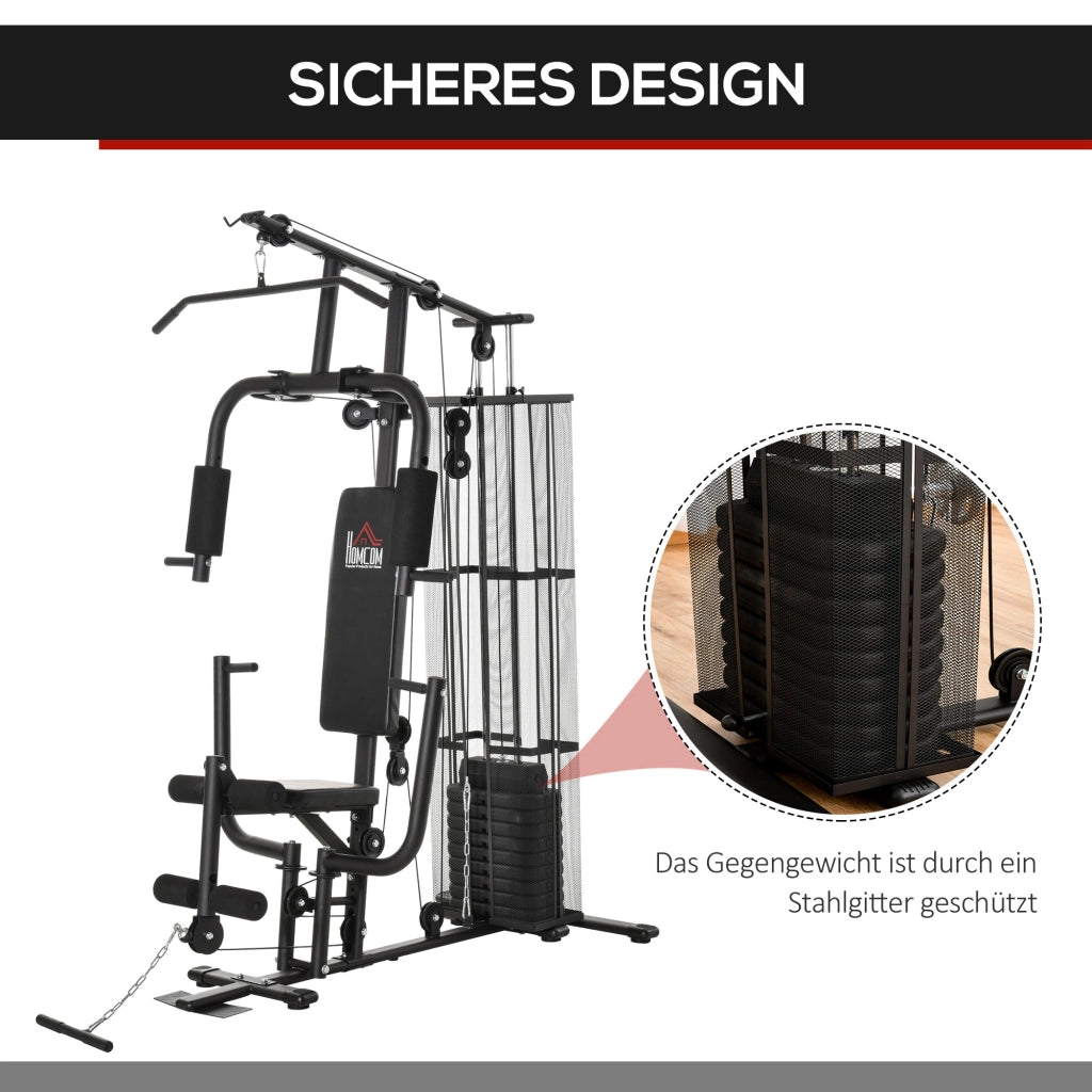 Stazione Fitness Multifunzione con Pesi ¨C Zephmum ¨C Nero 45 kg