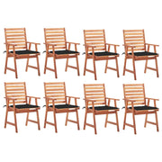 Sedie da Pranzo da Esterni con Cuscini 8 pz Massello di Acacia cod mxl 8596
