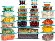 Contenitori di Cibo in Plastica Riciclabili con Coperchio - 26 Pacchi in 5 Dimensioni - Imprigionanti - Contenitori di Deposito BPA Liberi - Resistenti al Microonde, Congelatore e Lavastoviglie - Scatole per la Preparazione dei Pasti e le Colazioni