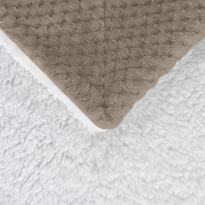 Coperta Plaid in Pile Sherpa Invernale Tinta unita 440 Gr/Mq Beige - Plaid 127x152