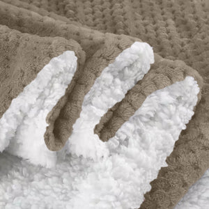 Coperta Plaid in Pile Sherpa Invernale Tinta unita 440 Gr/Mq Beige - Matrimoniale 200x230