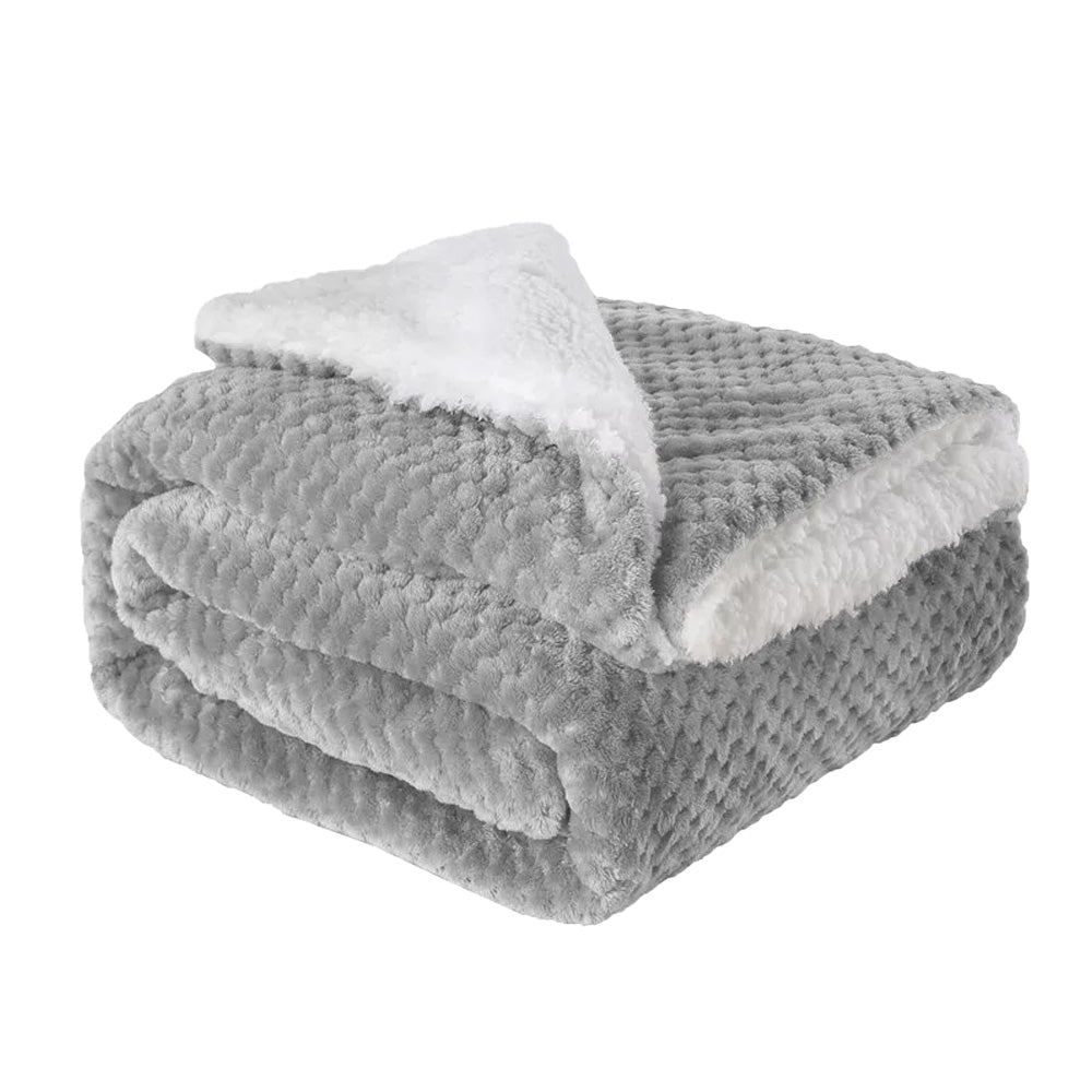 Coperta Plaid in Pile Sherpa Invernale Tinta unita 440 Gr/Mq Grigio - Matrimoniale 200x230