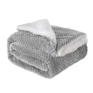 Coperta Plaid in Pile Sherpa Invernale Tinta unita 440 Gr/Mq Grigio - Plaid 127x152