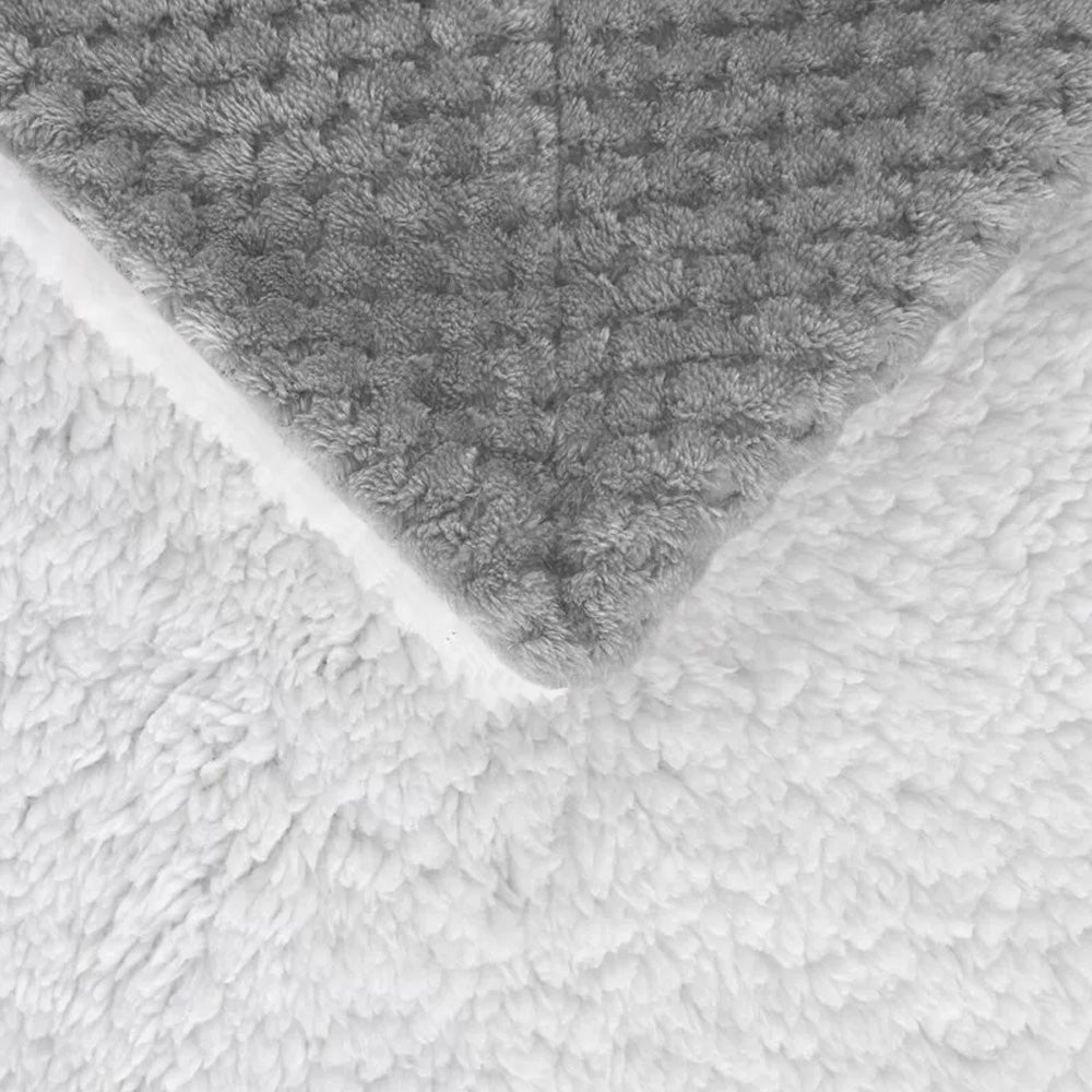 Coperta Plaid in Pile Sherpa Invernale Tinta unita 440 Gr/Mq Grigio - Matrimoniale 200x230