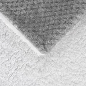 Coperta Plaid in Pile Sherpa Invernale Tinta unita 440 Gr/Mq Grigio - Singolo 160x200