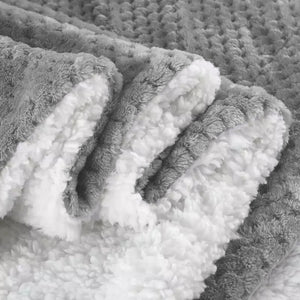 Coperta Plaid in Pile Sherpa Invernale Tinta unita 440 Gr/Mq Grigio - Matrimoniale 200x230