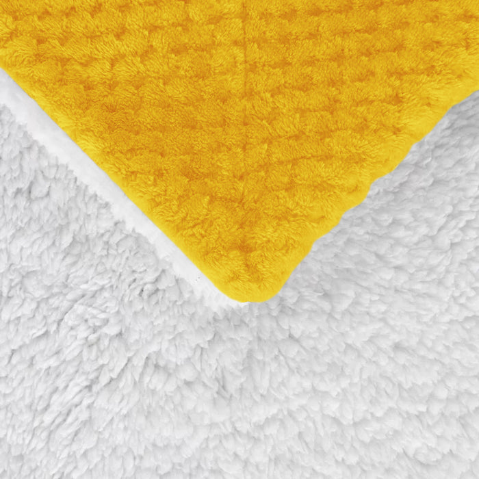 Coperta Plaid in Pile Sherpa Invernale Tinta unita 440 Gr/Mq Senape - Plaid 127x152