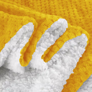 Coperta Plaid in Pile Sherpa Invernale Tinta unita 440 Gr/Mq Senape - Singolo 160x200