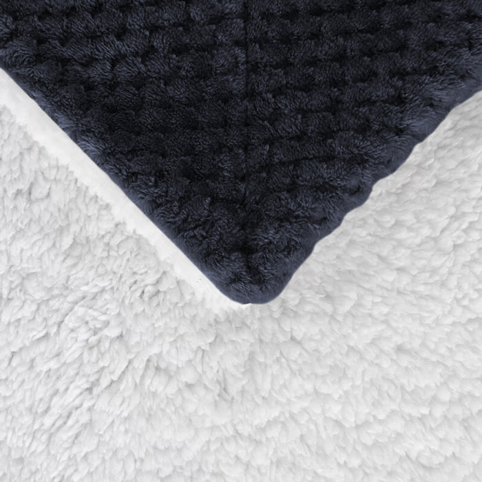 Coperta Plaid in Pile Sherpa Invernale Tinta unita 440 Gr/Mq Blu - Plaid 127x152