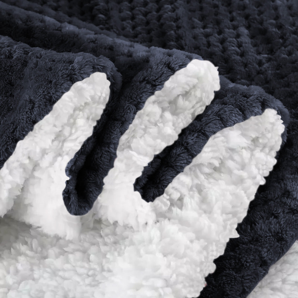 Coperta Plaid in Pile Sherpa Invernale Tinta unita 440 Gr/Mq Blu - Plaid 127x152