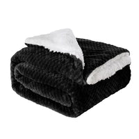 Coperta Plaid in Pile Sherpa Invernale Tinta unita 440 Gr/Mq Nero - Matrimoniale 200x230