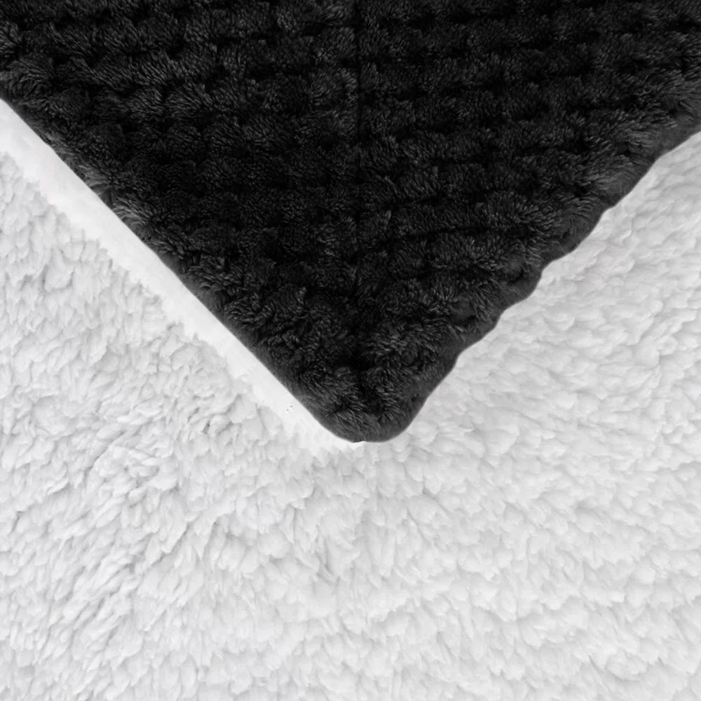Coperta Plaid in Pile Sherpa Invernale Tinta unita 440 Gr/Mq Nero - Plaid 127x152